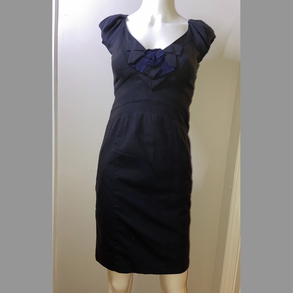 Rebecca Taylor Navy Blue Sheath Dress Cap-Sleeves Size 0 NWOT